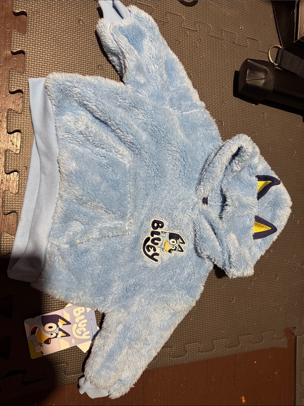 Disney Light Blue Plush Hoodie with Character Patch